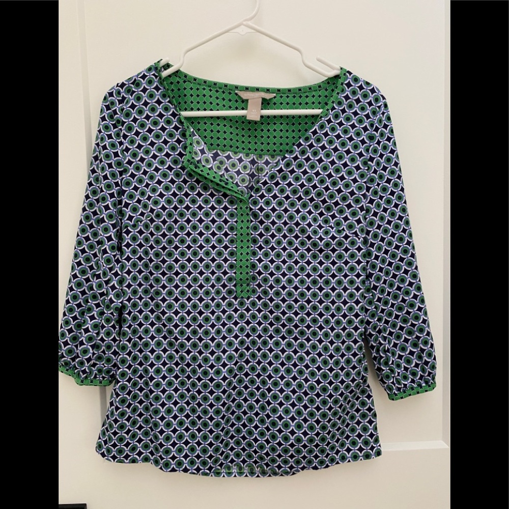 Banana Republic Blue Green Tunic Blouse XS